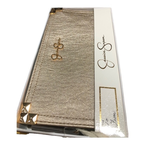 Jessica Simpson metallic clutch wristlet wallet new in box - Picture 6 of 14